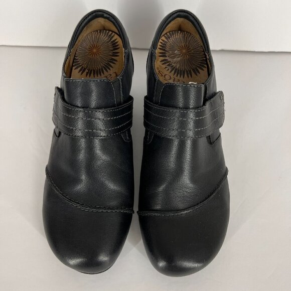 Taos Splurge Black Leather Mary Jane‎ Wedge Casual Heeled Shoe Sz 9 - Picture 5 of 15